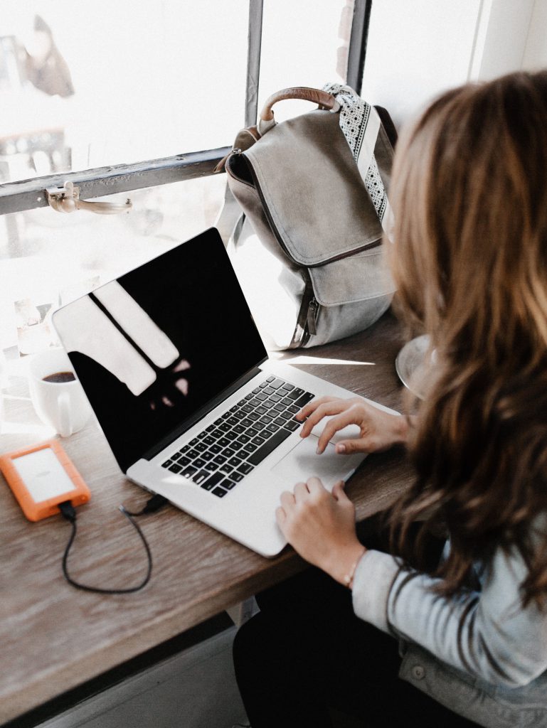 Woman working on laptop